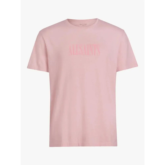 AllSaints Tonal Stamp Short Sleeve Crew T-Shirt Washed Putty / Opal Pink Size S - Picture 1 of 8